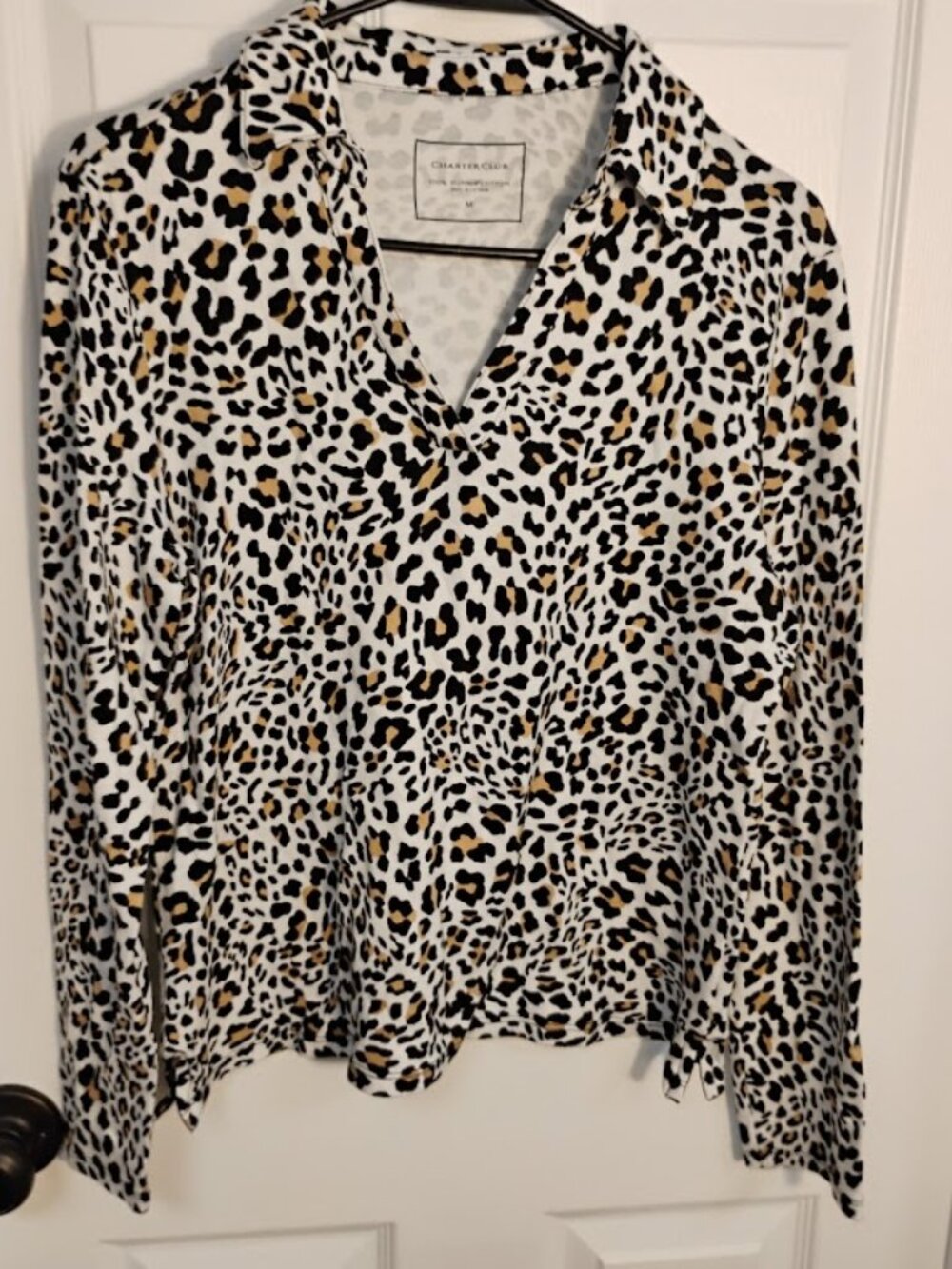 Charter Club 100% Supima Cotton Leopard Top Medium